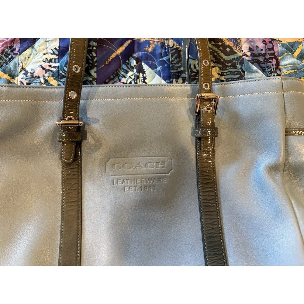 Vtg Coach Large Leather Hobo Shoulder Blue Teal Gallery Tote Bag Purse 2004 EUC - Picture 2 of 16
